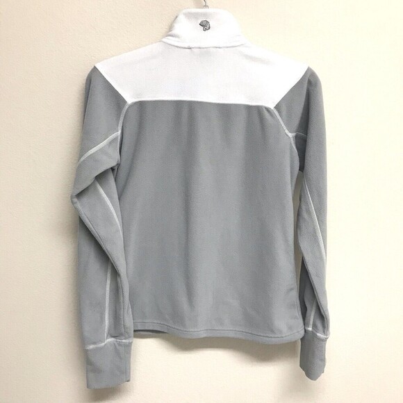 Mountain Hardwear Fleece Jacket Sz XS Full Zip Long Sleeve Pockets Gray White Mi - Picture 2 of 11